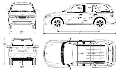 Szkic techniczny Saab 9-7X
