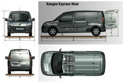 Szkic techniczny Renault Kangoo II Express Maxi