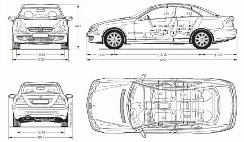 Szkic techniczny Mercedes CLK W209 Coupe C209 AMG