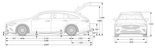 Szkic techniczny Mercedes CLA C118/X118 Shooting Brake AMG