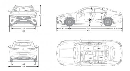 Szkic techniczny Mercedes CLA C118/X118 Coupe AMG