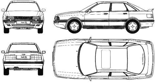 Szkic techniczny Audi 90 B3