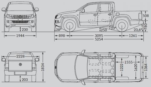 Szkic techniczny Volkswagen Amarok I Pick Up Double Cab
