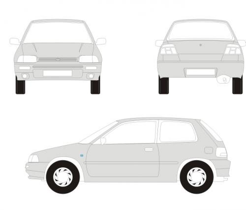 Szkic techniczny Daihatsu Charade G100
