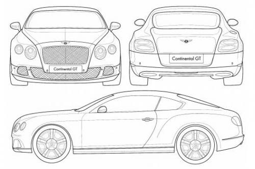 Szkic techniczny Bentley Continental I GT