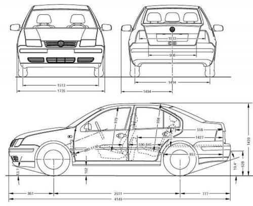 Szkic techniczny Volkswagen Jetta IV