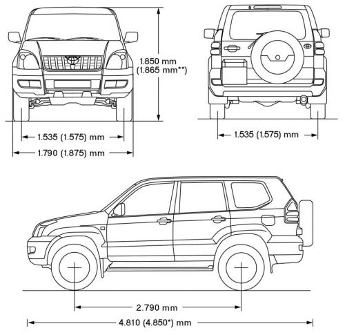 Szkic techniczny Toyota Land Cruiser IV