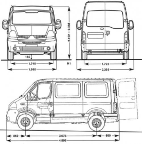 Szkic techniczny Nissan Interstar II