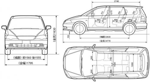 Szkic techniczny Honda Odyssey II