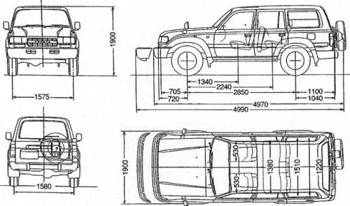 Szkic techniczny Toyota Land Cruiser II