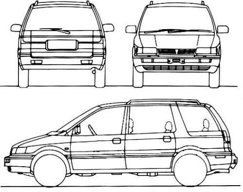 Szkic techniczny Mitsubishi Space Wagon II