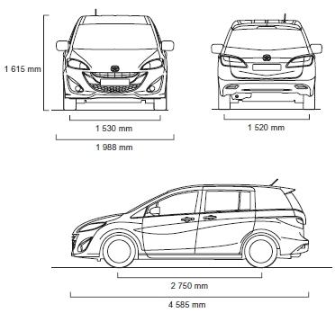 Szkic techniczny Mazda 5 II