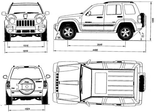 Szkic techniczny Jeep Cherokee III