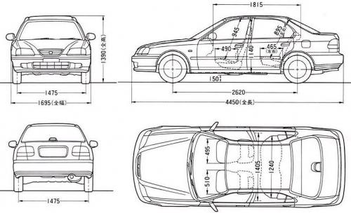 Szkic techniczny Honda Integra III