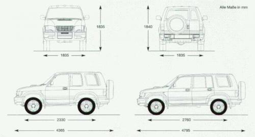 Szkic techniczny Isuzu Trooper III