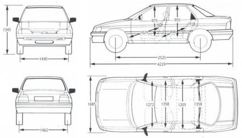 Szkic techniczny Ford Orion III