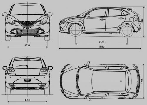 Szkic techniczny Suzuki Baleno III