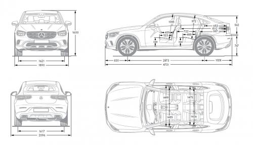 Szkic techniczny Mercedes GLC C253 Coupe Plug-In