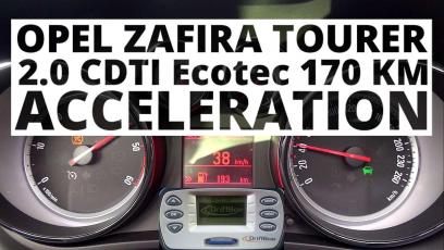 Opel Zafira Tourer 2.0 CDTI Ecotec 170 KM (AT) - przyspieszenie 0-100 km/h