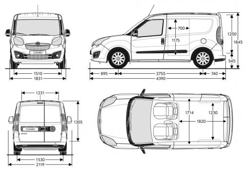 Szkic techniczny Opel Combo D Van L1