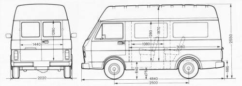 Szkic techniczny Volkswagen LT I