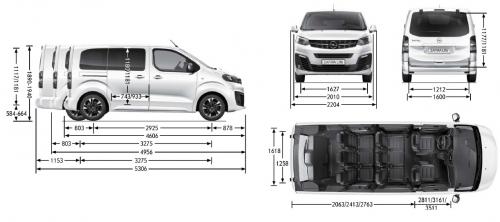 Szkic techniczny Opel Zafira D Extra Long
