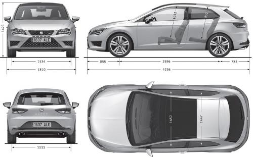 Szkic techniczny Seat Leon III CUPRA ST