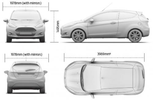 Szkic techniczny Ford Fiesta VII Hatchback 3d ST