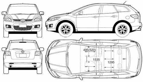 Szkic techniczny Mazda CX-7 SUV