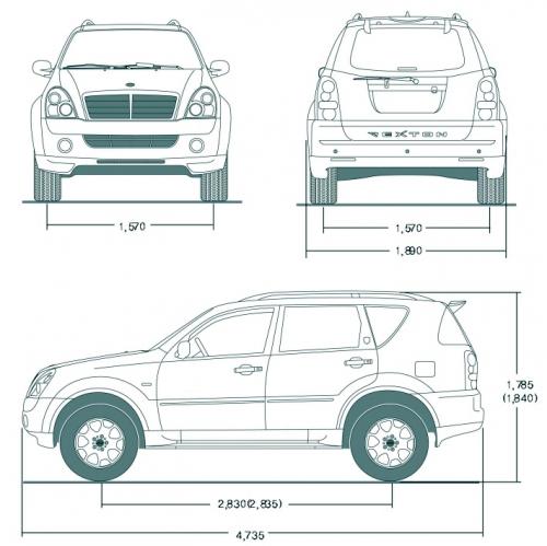 Szkic techniczny Ssangyong Rexton II SUV