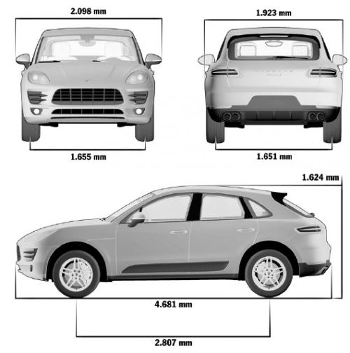 Szkic techniczny Porsche Macan SUV