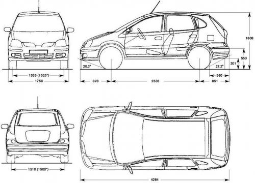 Szkic techniczny Nissan Almera Tino