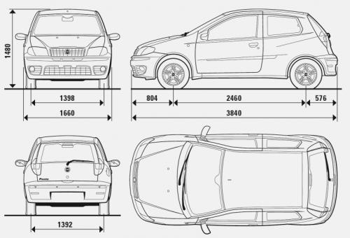 Szkic techniczny Fiat Punto II Van