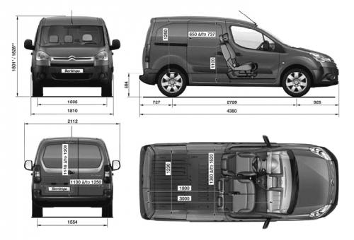 Szkic techniczny Citroen Berlingo II Van