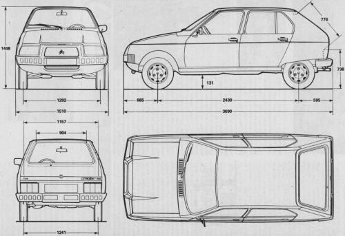 Szkic techniczny Citroen Visa