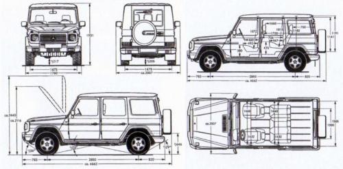 Szkic techniczny Mercedes Klasa G W461