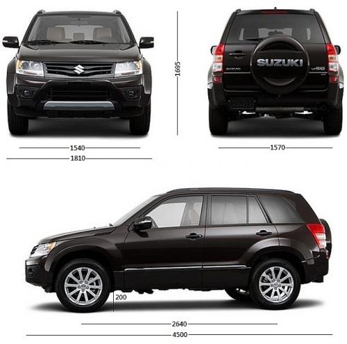 Szkic techniczny Suzuki Grand Vitara II SUV 5d Facelifting 2012