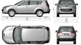 Peugeot 4007 2007 - szkic auta - wymiary