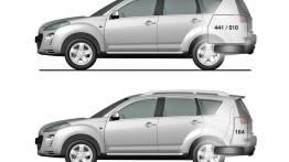 Peugeot 4007 2007 - szkic auta - wymiary