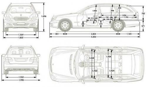 Szkic techniczny Mercedes Klasa E W211 Kombi S211 AMG