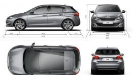 Peugeot 308 II (2014) - szkic auta - wymiary