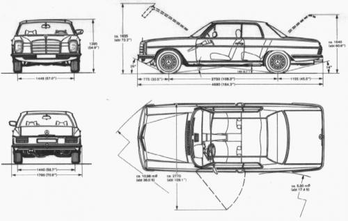 Szkic techniczny Mercedes Strich 8 Coupe W114