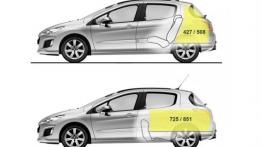 Peugeot 308 Hatchback 2011 - szkic auta - wymiary