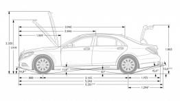 Mercedes klasy S W222 (2014) - szkic auta - wymiary