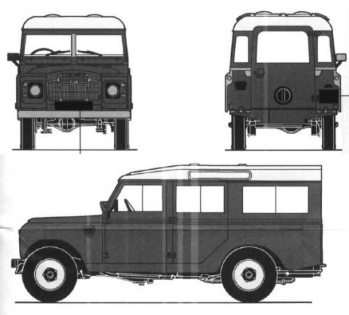 Szkic techniczny Land Rover Defender I 130