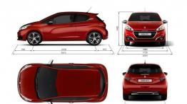 Peugeot 208 GTi Facelifting (2015) - szkic auta - wymiary