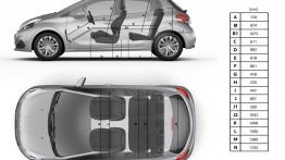 Peugeot 208 Hatchback 5d Facelifting (2015) - szkic auta - wymiary