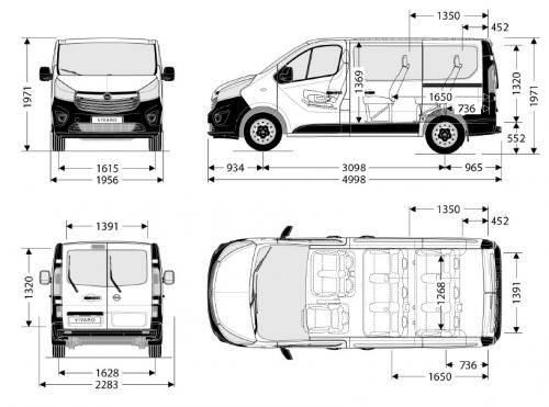 Szkic techniczny Opel Vivaro B Kombi Long H1 2,7t