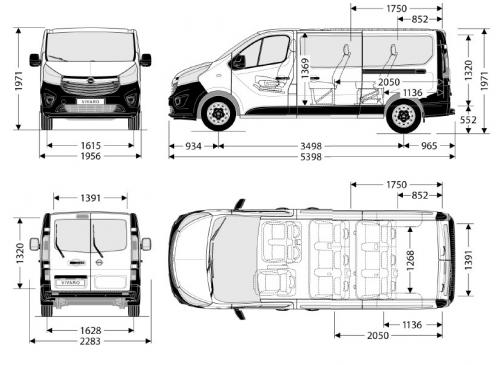 Szkic techniczny Opel Vivaro B Kombi Extra Long H1 2,9t