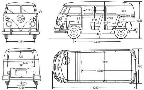 Szkic techniczny Volkswagen Caravelle T2 BUS